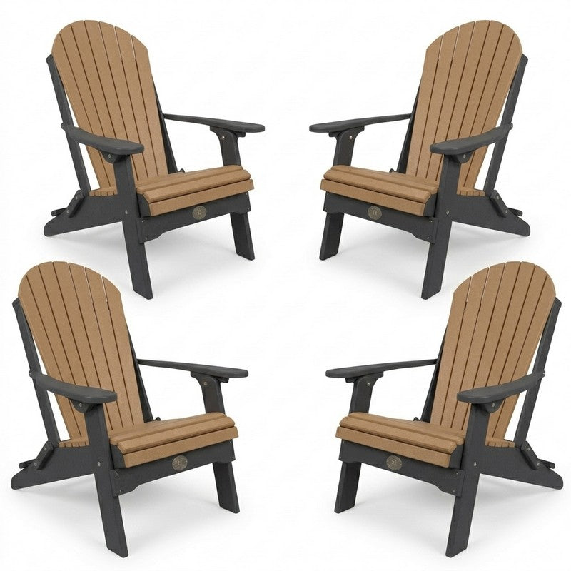 Infinity Living Poly Lumber Set of 4 Fan Back Adirondack Folding Chairs