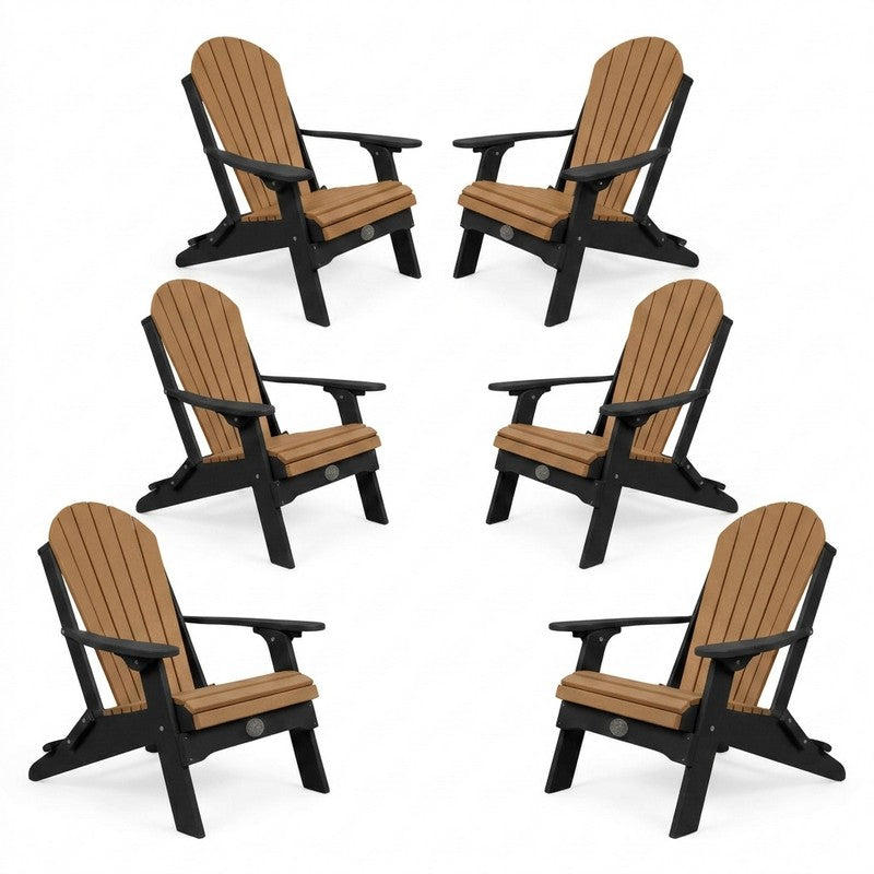 Infinity Living Poly Lumber Set of 6 Fan Back Adirondack Folding Chairs