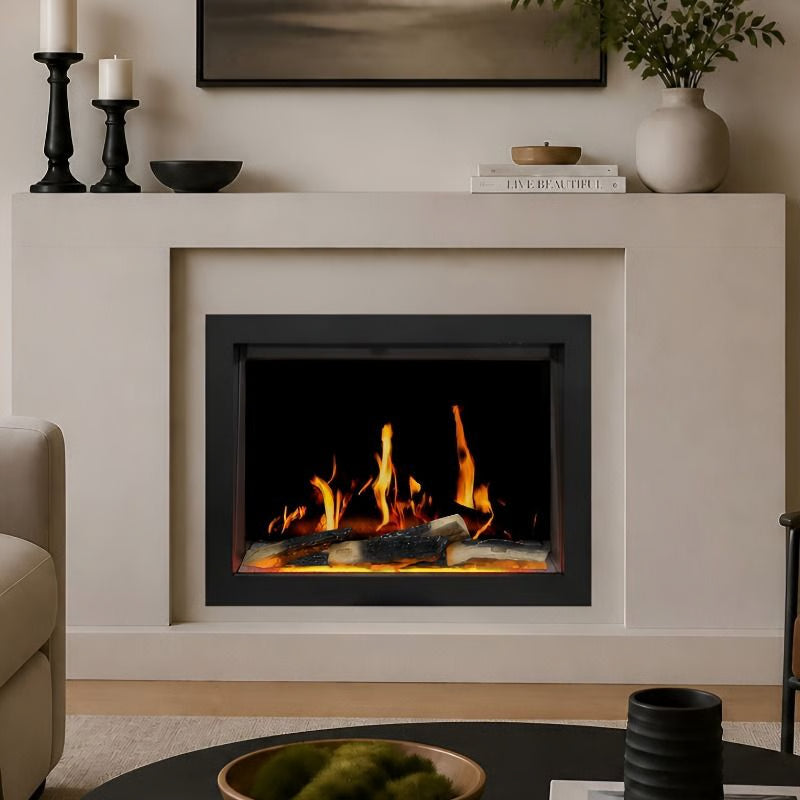 Buck Stove 36" Strata LCD Electric Fireplace with App-Control, Remote, 5,000 BTU Heater & Logs for 110/120V - BE L36LCD
