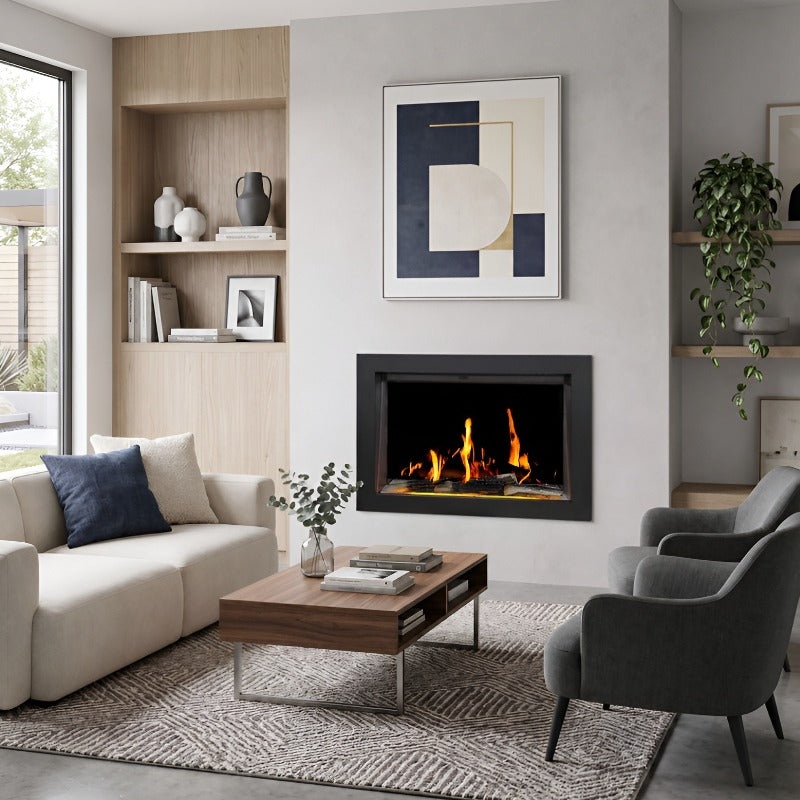 Buck Stove 40" Strata LCD Electric Fireplace with App-Control, Remote, 5,000 BTU Heater & Logs for 110/120V - BE L40LCD