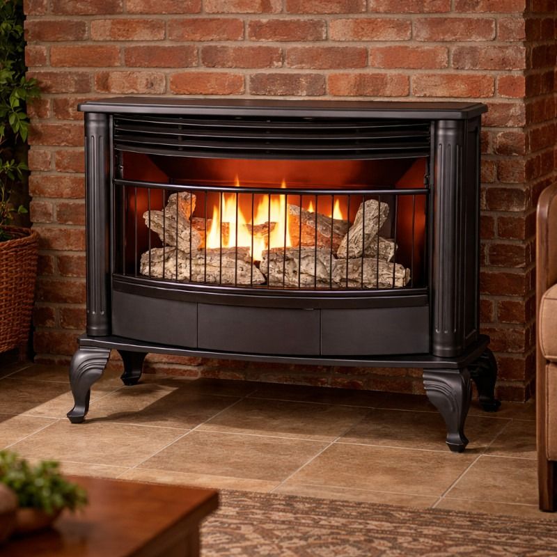 Buck Stove Dual Fuel Ventless Gas Heating Stove with Logs & Thermostat Control - B1200